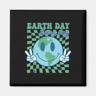 Earth Day Everyday Smile Face Hippie Planet Annive Magnet