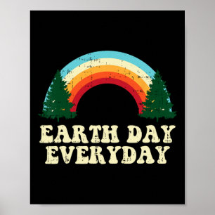 Earth Day Everyday Trees Rainbow Retro Environment Poster