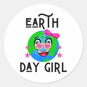 Earth Day Girl Funny Girls World Love Princess Dau Classic Round Sticker