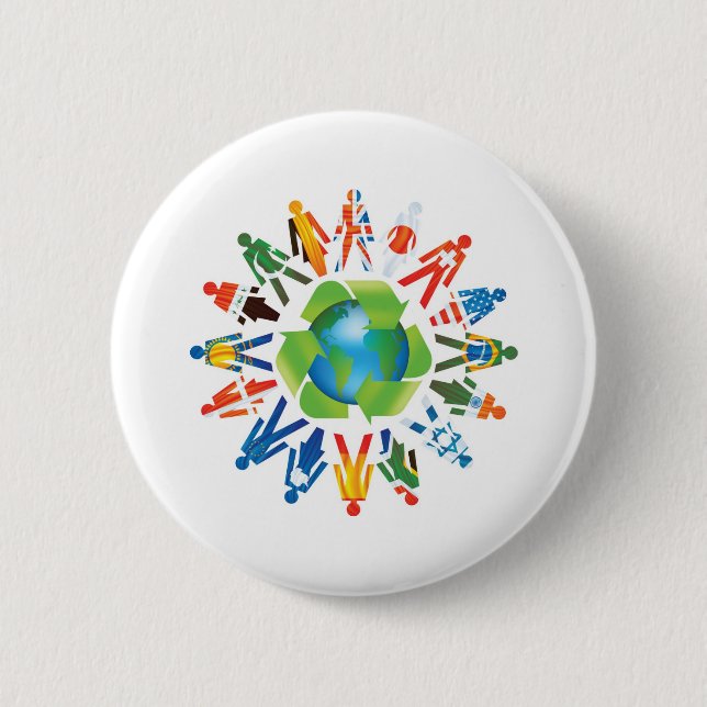 EARTH DAY GO GREEN 6 CM ROUND BADGE (Front)