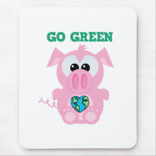 Earth Day Go Green pig Goofkins Mouse Pad