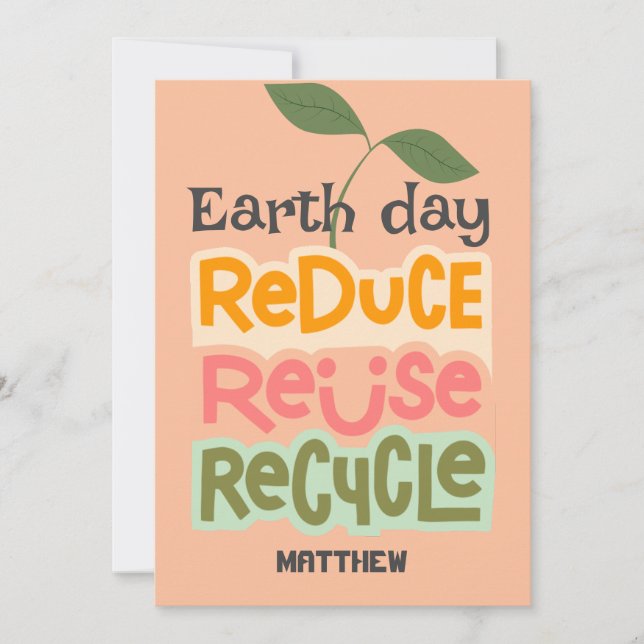 earth day, go green, simple elegant science card (Front)