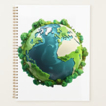 Earth Day - Green and Blue Earth with Trees