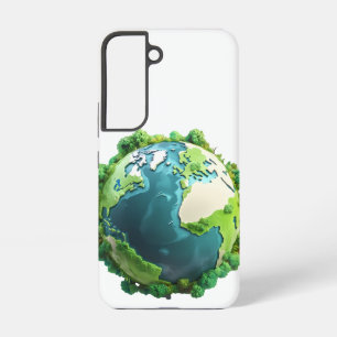 Earth Day - Green and Blue Earth with Trees Samsung Galaxy Case