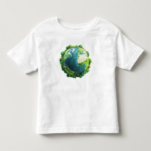 Earth Day - Green and Blue Earth with Trees Toddler T-Shirt