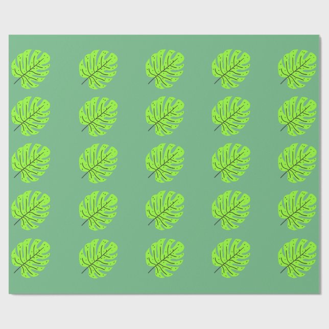 Earth Day Green Leaves  Wrapping Paper (Flat)