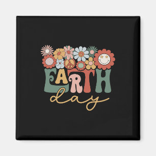 Earth Day Groovy Flower Lover Planet World Environ Magnet