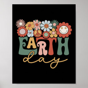 Earth Day Groovy Flower Lover Planet World Environ Poster