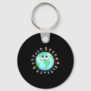 Earth Day Happy Children Around The World - Save T Key Ring