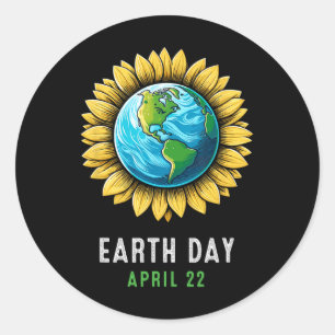 Earth Day Happy Earth Day Sunflower Earth Kids Tea Classic Round Sticker