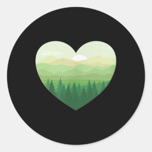 Earth Day Heart Forest Environmental Protection Classic Round Sticker