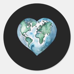 Earth Day Heart Planet Cute Earth Day For Kids Adu Classic Round Sticker