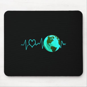 Earth Day Heartbeat Recycling Climate Change Activ Mouse Pad