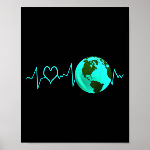 Earth Day Heartbeat Recycling Climate Change Activ Poster