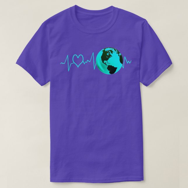 Earth Day Heartbeat Recycling Climate Change Activ T-Shirt (Design Front)
