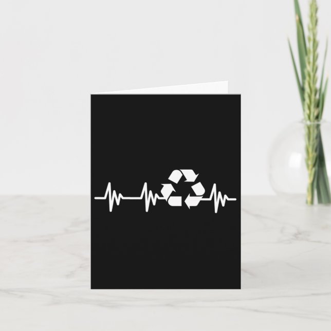 Earth Day Heartbeat Recycling Recycle For Men Wome Card (Front)