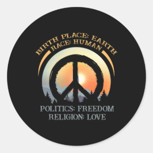 Earth Day Human Freedom Love Shirt Gift Classic Round Sticker