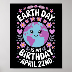 Earth Day Is My Birthday For Girls Poster