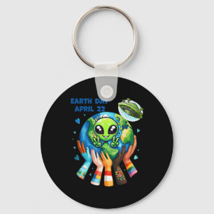 Earth Day Kids Women And Men Happy Alien Cute Eart Key Ring
