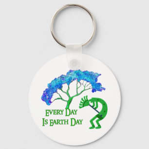 Earth Day Kokopelli Key Ring