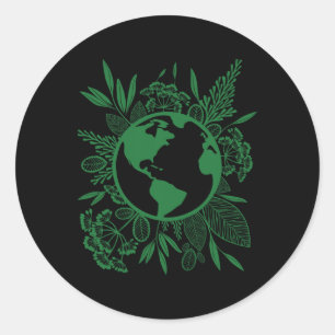 Earth Day Live Green Peace Classic Round Sticker