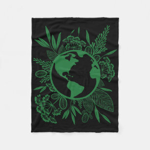 Earth Day Live Green Peace Fleece Blanket