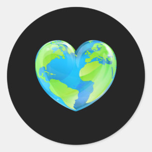 Earth Day Love Heart World Globe Classic Round Sticker