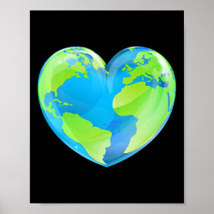 Earth Day Love Heart World Globe Poster