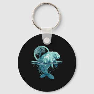 Earth Day Manatee Earth Day Manatee Artwork Key Ring