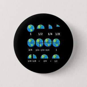 Earth Day Math Teacher Fractions Teaching Fraction 6 Cm Round Badge