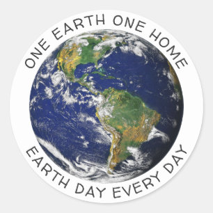 Earth Day One Earth One Home Globe World Custom Classic Round Sticker