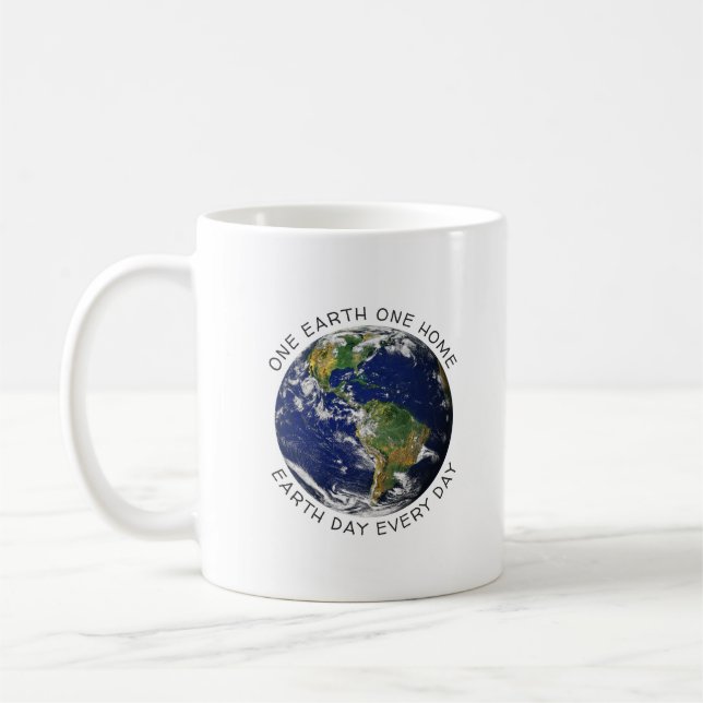 Earth Day One Earth One Home Globe World Custom Coffee Mug (Left)