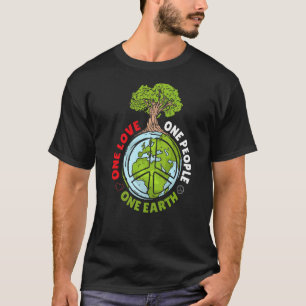 Earth Day One Love One People One Earth Peace Tree T-Shirt