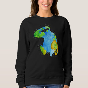 Earth Day Orangutan Silhouette Watercolor Planet Sweatshirt