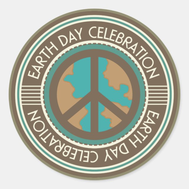 Earth Day Party Stickers Vintage Environment (Front)