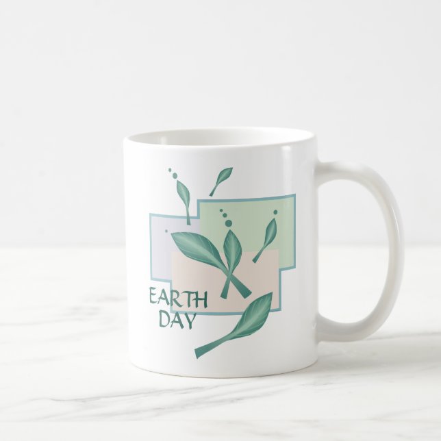Earth Day Pastel Eco Leaves Green Fantasy 3D Art  Coffee Mug (Right)