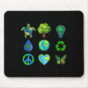 Earth Day Peace Go Plant Save Water Rescue Animals Mouse Pad