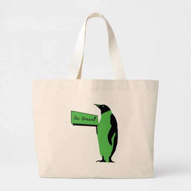 Earth Day Penguin Large Tote Bag (Front)