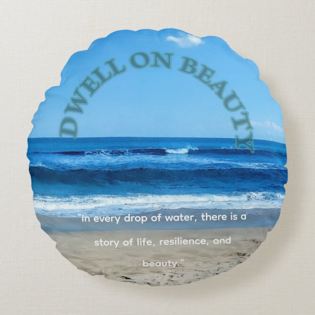 Earth day pillow coastal beach scene (Front)