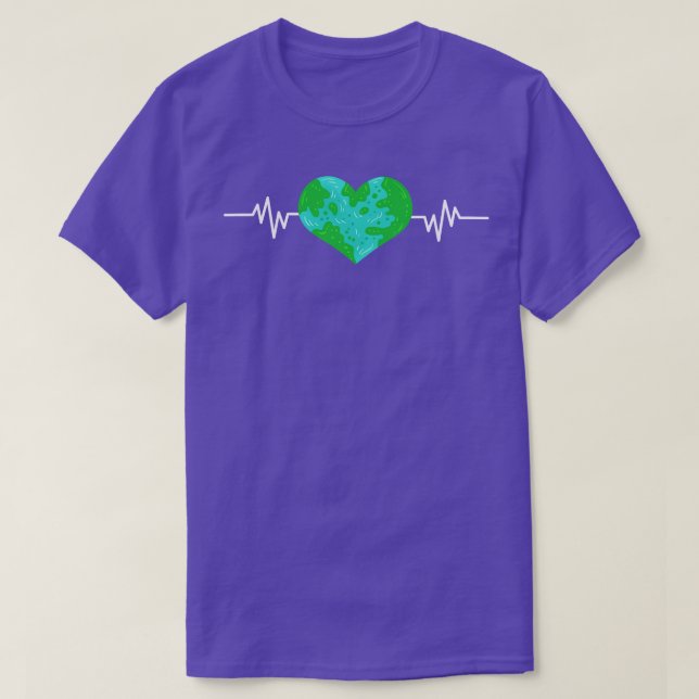 Earth Day Planet Heartbeat T-Shirt (Design Front)