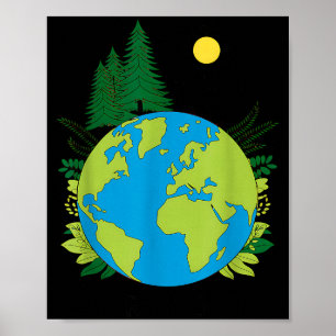 Earth day planet nature green planet save the eart poster