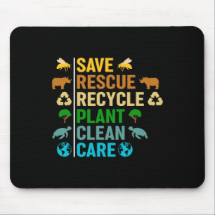 Earth Day Planet Save Bees Rescue Animals Recycled Mouse Pad