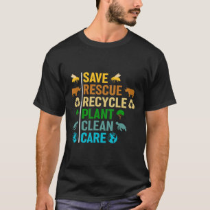 Earth Day Planet Save Bees Rescue Animals Recycled T-Shirt