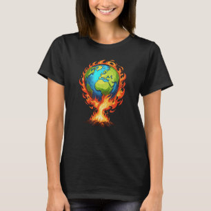 Earth Day Planet Science Burning Earth CO2 Environ T-Shirt