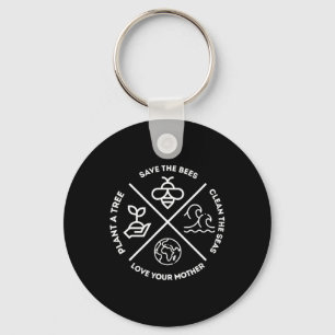 Earth Day Plant A Tree Save The Bees Clean The Sea Key Ring