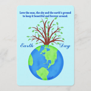 Earth Day Promote Save Love Globe Planet Tree Invitation