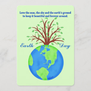 Earth Day Promote Save Love Globe Planet Tree Invitation