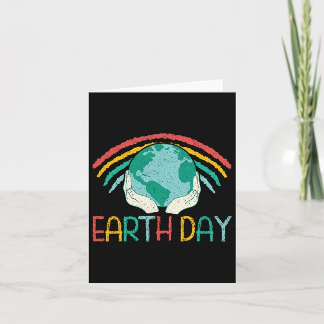 Earth Day Rainbow Globe  Card (Front)