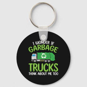 Earth Day Recycle Garge Truck Funny Boys Toddler Key Ring