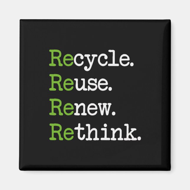 Earth Day Recycle Reuse Renew Rethink Environmenta Magnet (Front)